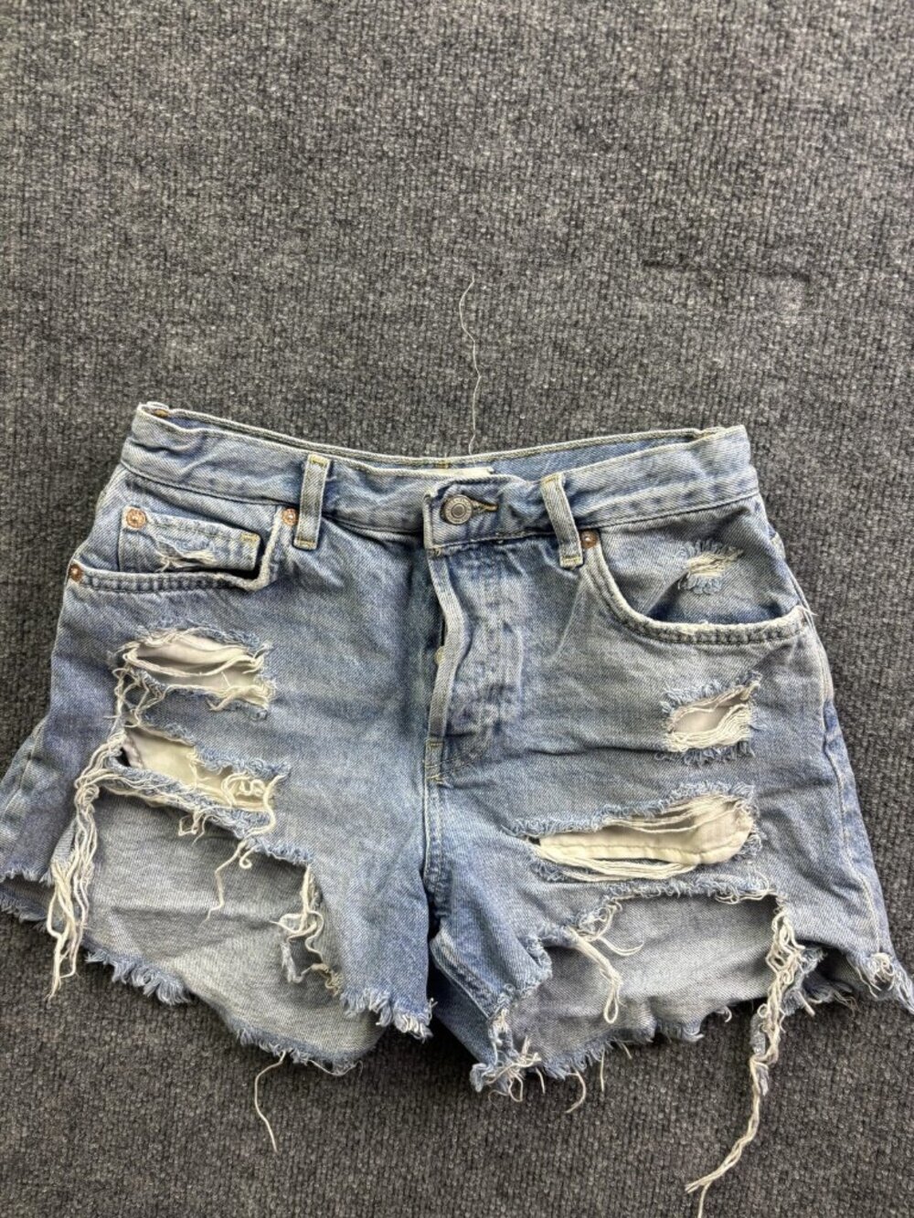 We The Free People Shorts Womens 26 Blue Distressed Cutoff Raw Hem Button‎ Fly